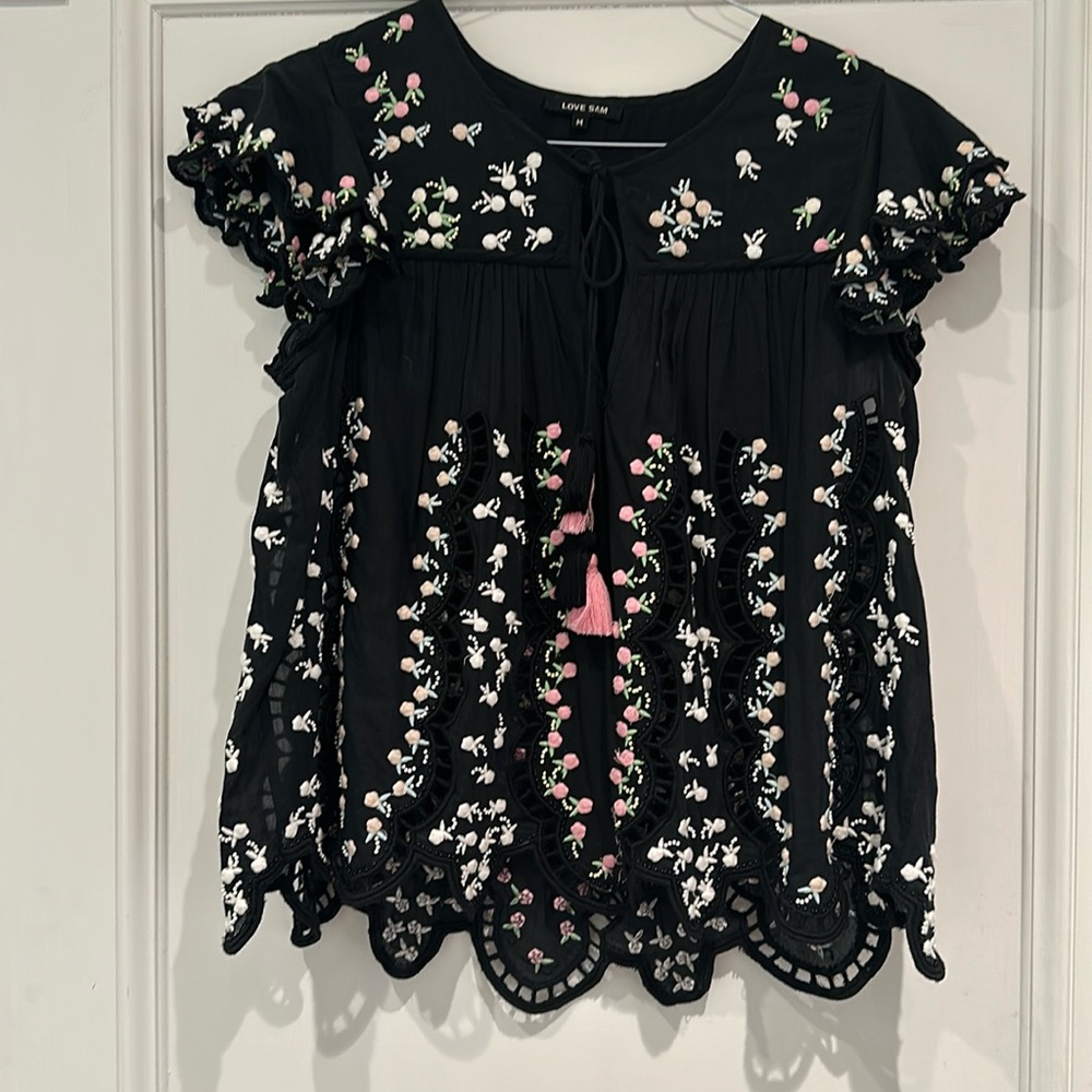Love Sam Embroider Short Sleeve top